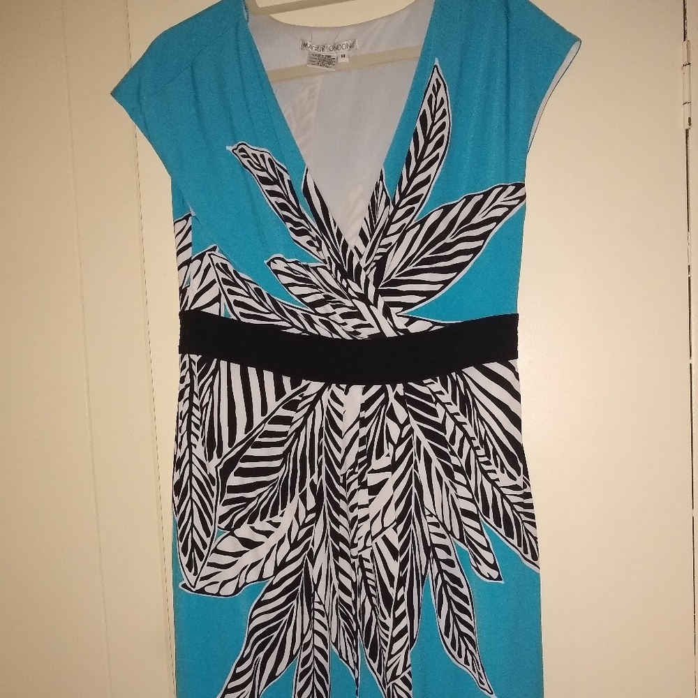 Maggy London blue black and white dress